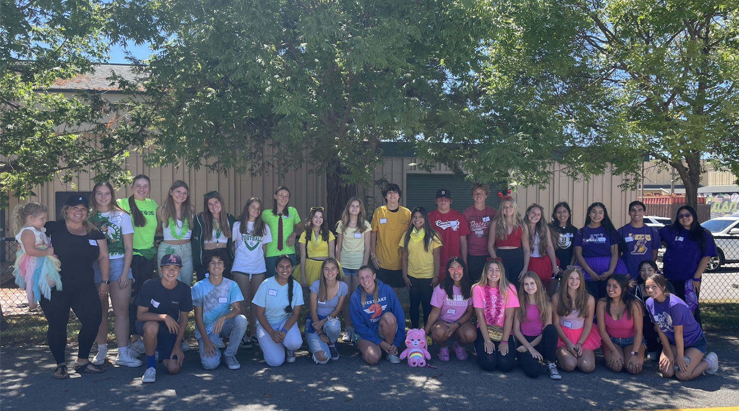 A large group of ASB students smiling for the camera.