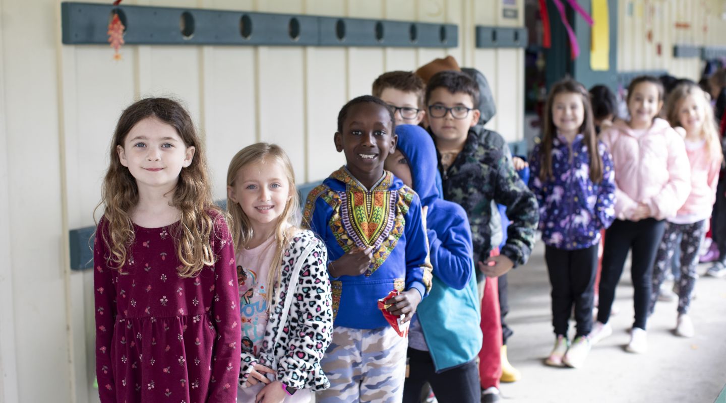 Penngrove Elementary students standing in line